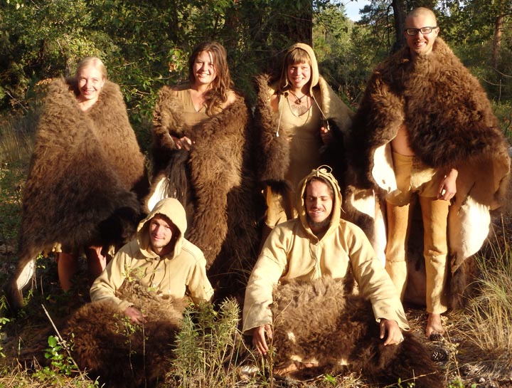 Participants in a buffalo hide tanning class.