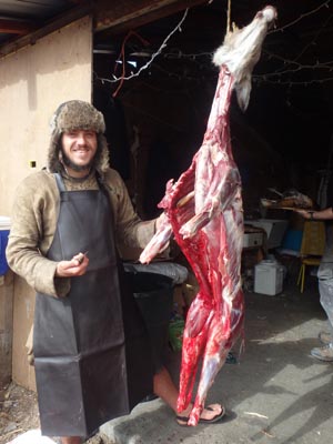 Kenny butchering a deer.