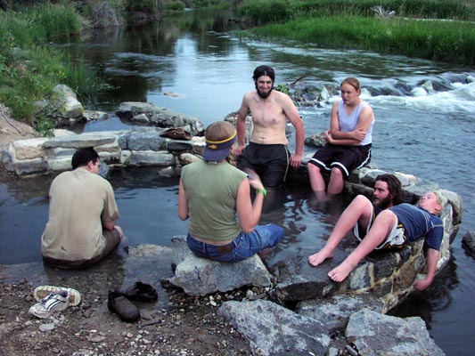 Soaking at Renova Hot Springs.