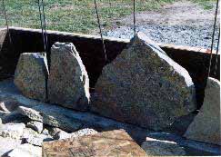 Slipform stone masonry rocks and form.