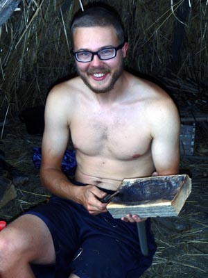 Alex makes a coal-burned bowl.