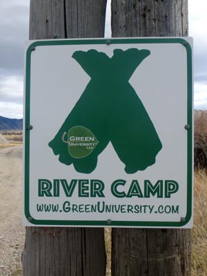 Green University River Camp Sign